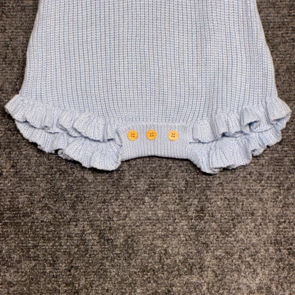 Baby Girl Knit Sweater Romper Light‎ Blue 9-12M I Love You To The Moon Cottage